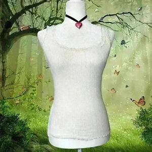 Coquette Beige Banana Republic Tank With Lace Trim Size S